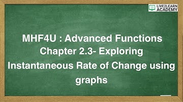 2.3 Exploring Instantaneous Rates of Change graphs - Grade 12 Advanced Functions [NELSON TEXTBOOK]