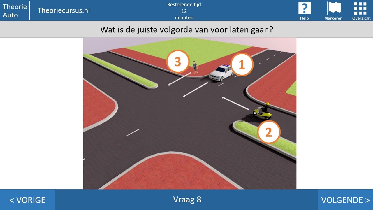 Voorrang en voor laten gaan - Inzichtvragen - Autotheorie - Motortheorie- Scootertheorie
