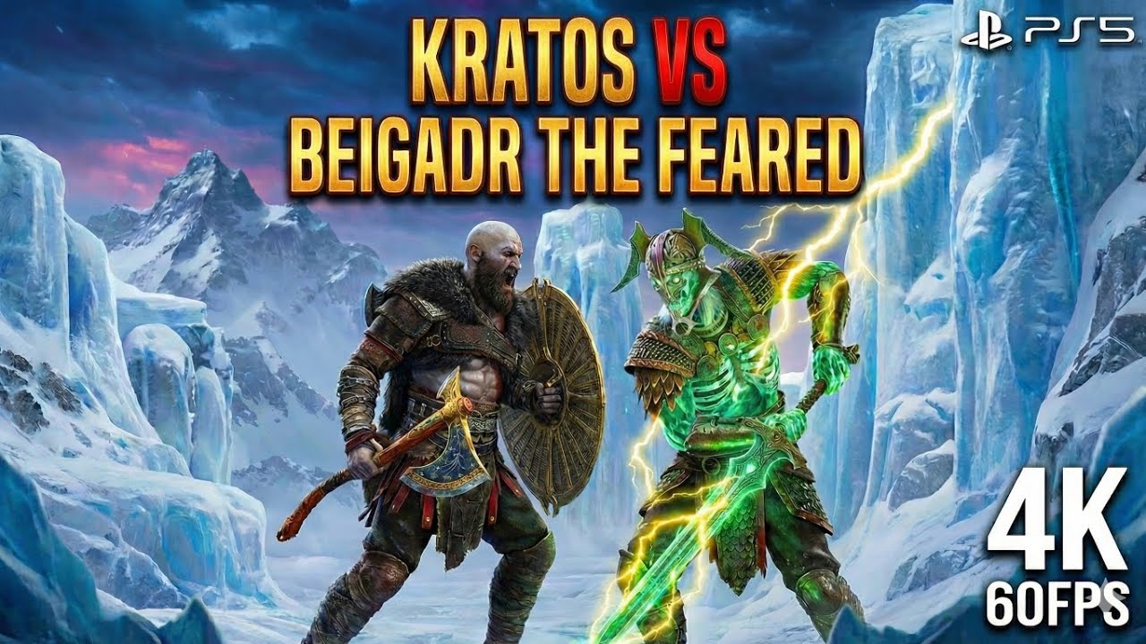 Kratos vs Beigadr the feared - god of war ragnarok. (Lavel - 5 kratos) [4k] [60 FPS].