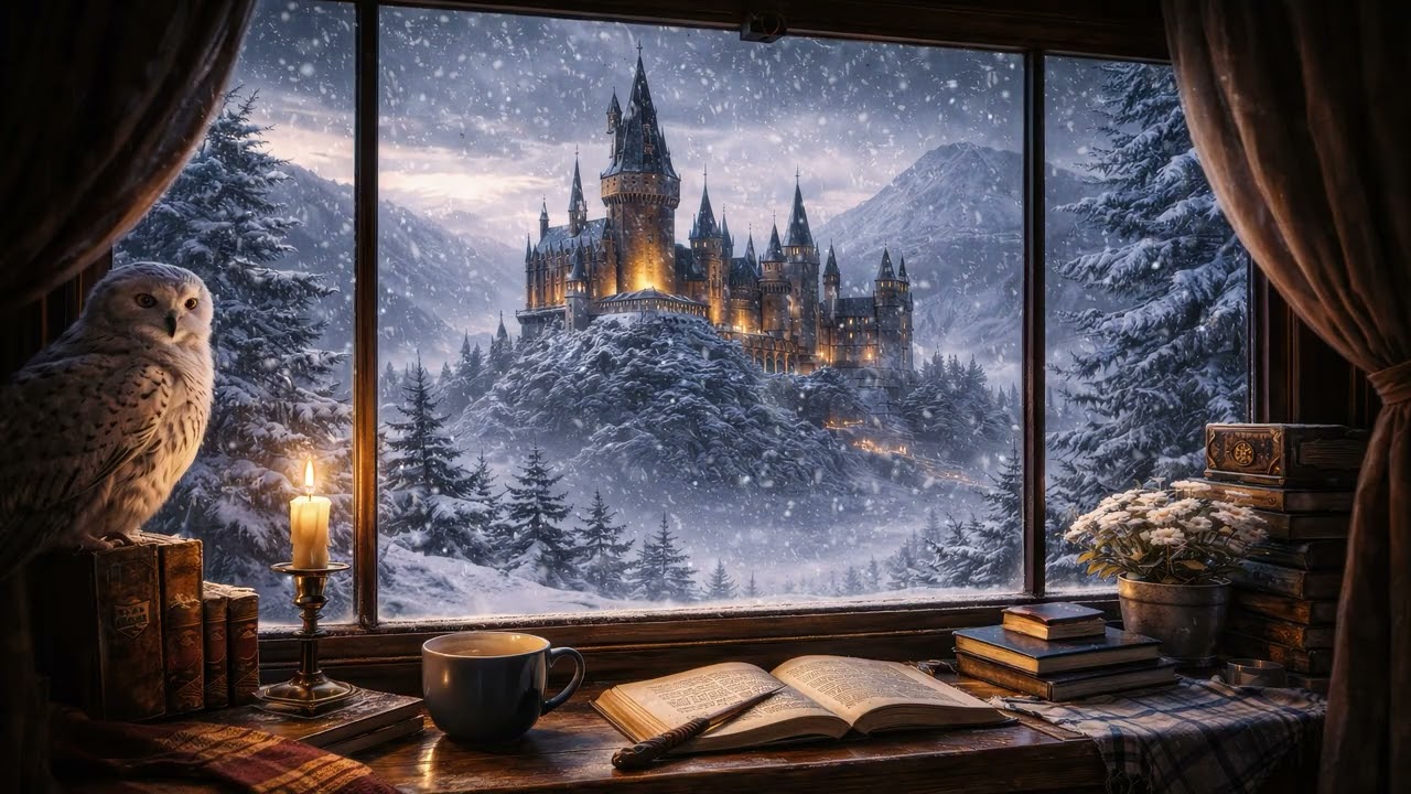 ❄️ Cozy Winter Window with Falling Snow | Ambient Background TV for Sleep & Relaxation ❄️