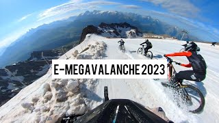 Megavalanche 2023; 8th ebike; slushy snow, burly bikes + crazy racing! High speed electric madness