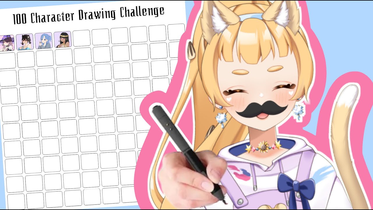 [Art Challenge] 100 character challenge part 4 - YouTube