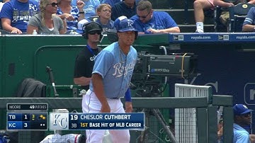TB@KC: Cuthbert chops a single for first MLB hit