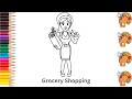 Grocery Shopping - Sketch Art and Paint | Step by step tutorial | Pencil to Palette