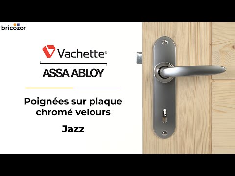Poignées de porte sur plaques - chromé velours - 165 mm - Jazz VACHETTE