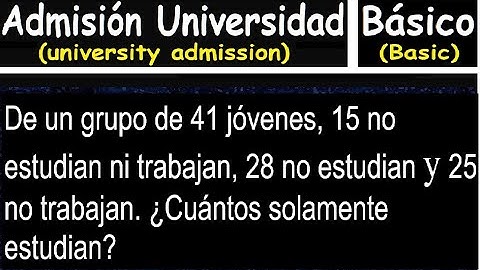 ¿Cómo resolver un problema con conjuntos:  De un grupo de 41 jóvenes, 15 no estudian ni trabajan