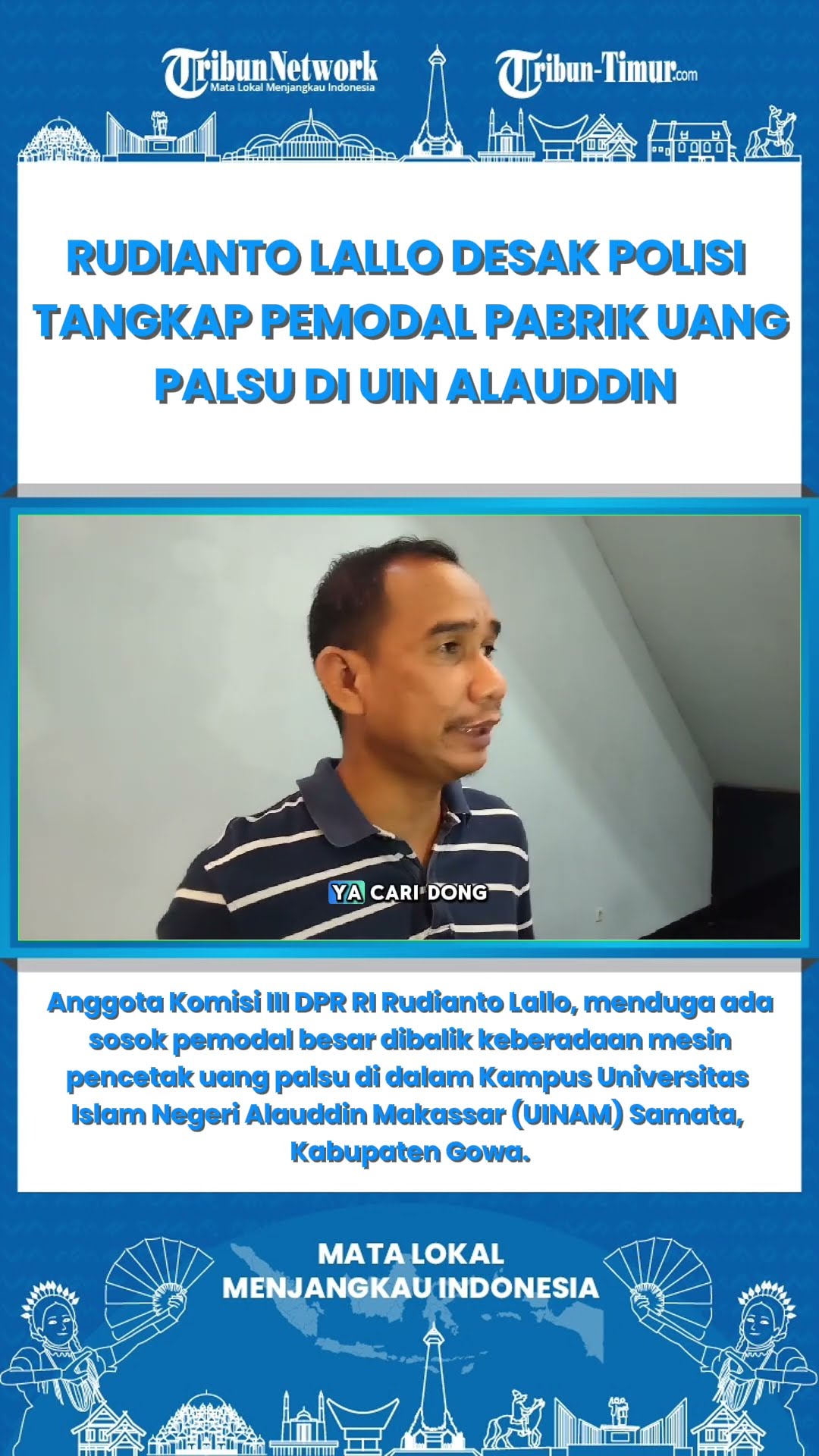 SHORT Rudianto Lallo Desak Polisi Tangkap Pemodal Uang Palsu di Uin Alauddin