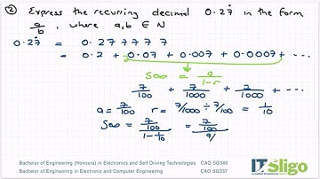 Recurring Decimals Example 2 Leaving Cert Higher Level Maths