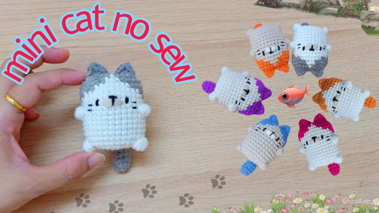 NO SEW crochet cat amigurumi | Hướng dẫn móc mèo mini không cần khâu ráp