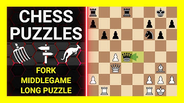 Chess Puzzles to Practice. Themes: Fork, Middlegame, Long puzzle. Learn Chess