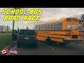 SCHOOL BUS RUNS MAN OFF THE ROAD AFTER BLOCKING HIM | USA &amp; Canada