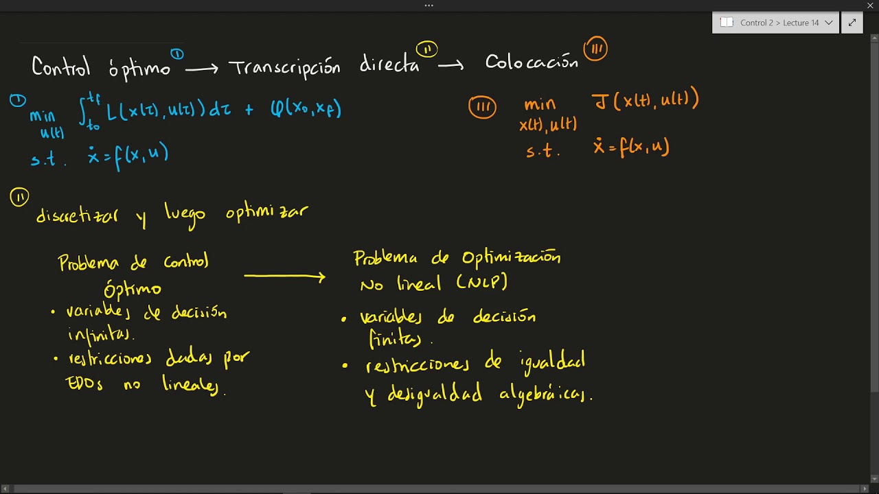 IE3041 Lección 13 - Optimización de trayectorias empleando colocación directa