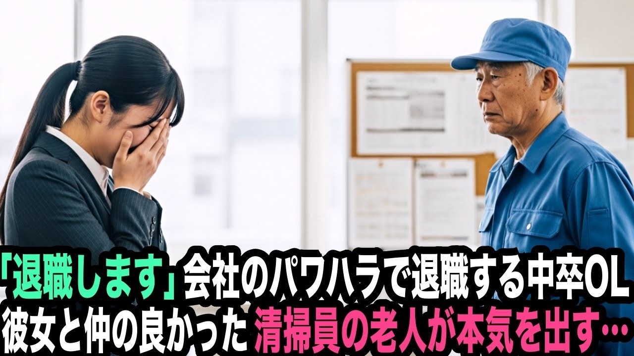 「退職します」会社のパワハラで退職する中卒OL彼女と仲の良かった清掃員の老人が本気を出す…