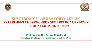 Experiment number : 12     Asynchronous 4 bit BCD UP / Down Counter iusing IC 74192