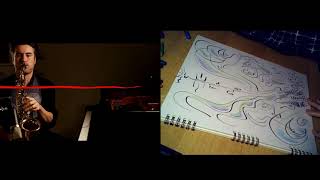 Dan Tepfer - Free Sax Improvisation (An Evil Flower) | Live drawing