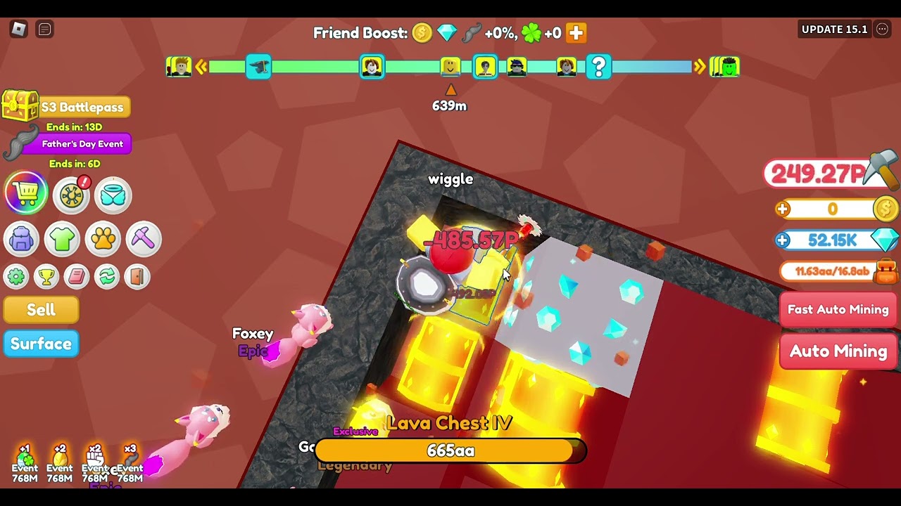 Mining a single chest in a mining simulator