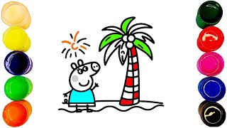 Peppa’s Palm Tree Surprise – Fun Coloring for Kids and Toddlers 🎨🖍️