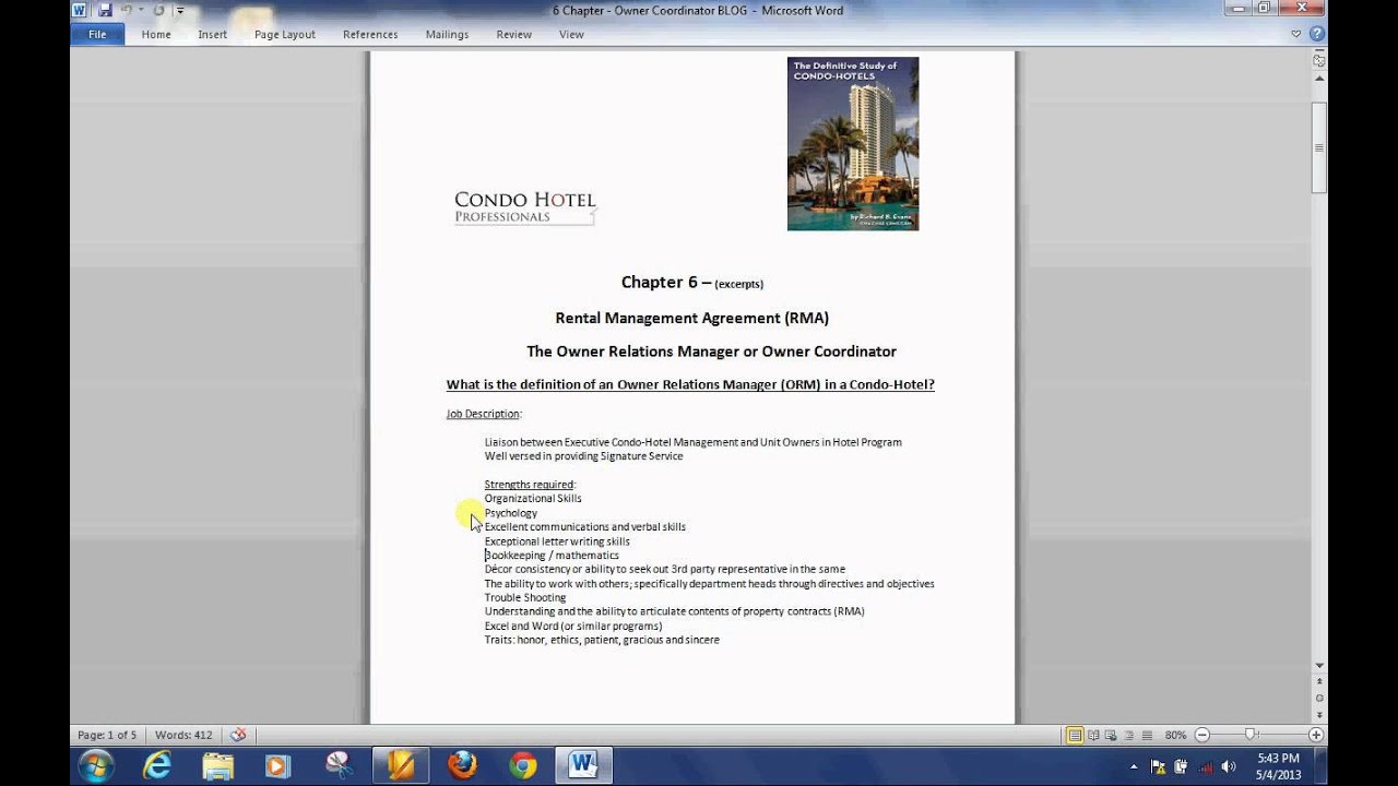 the Owner Relations Manager in the Condo-Hotel - YouTube