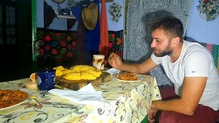 🌳🏠 Onion Dish with Roasted Peppers at Night at the Forest Cottage!