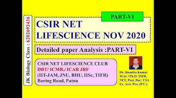 CSIR NET LIFESCIENCE NOVEMBER-2020 || PAPER SOLVED || PART-VI || Memory based || Answer Key