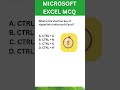 Shortcut Key MS Excel #mcqshort @dailyofficetricks