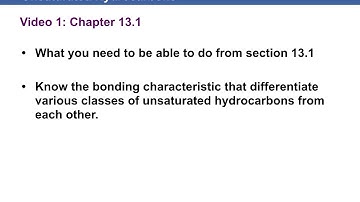 CHEM 112 Chapter 13.1 Video 1 - Section 1 - Unsaturated Hydrocarbons