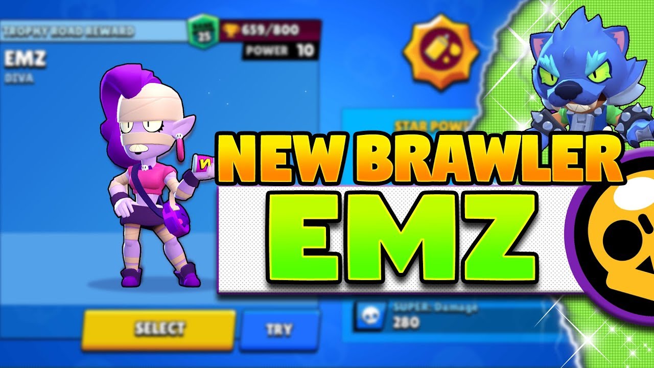 New Brawler Emz New Showdown Mode 5 New Skins Update Youtube - nuevo brawler emz brawl stars