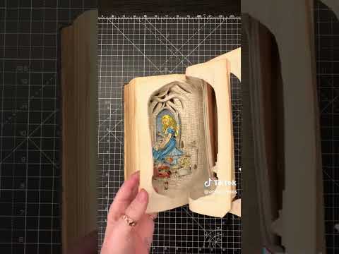 #Alice In Wonderland, Alice Walking Through the Mushrooms Book flip #book #art