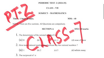 Latest Class-7 Maths/Periodic Test 2 Exam Question Paper 2024-25/KV Sample Papers|