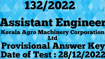 Assistant Engineer Provisional Answer Key || 132/2022