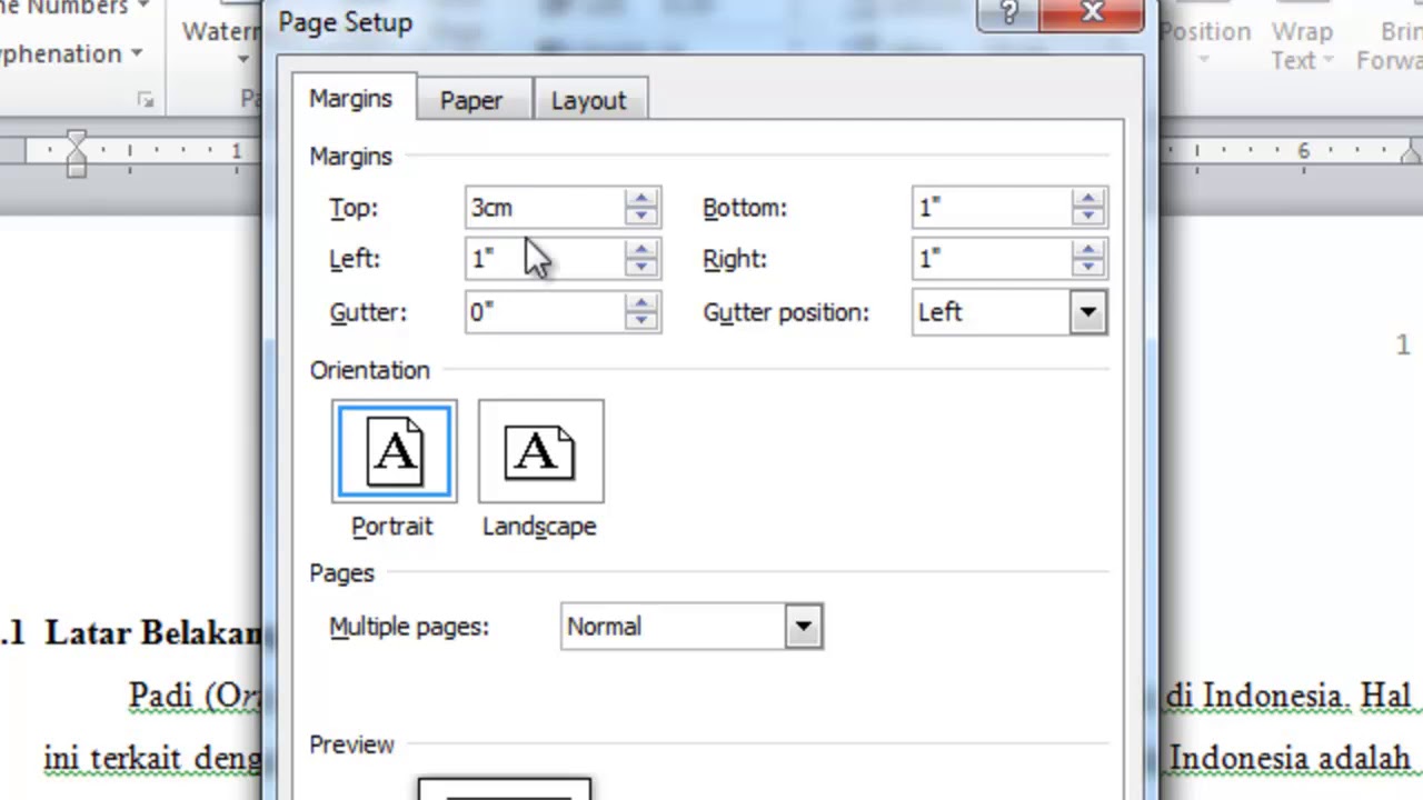 Tutorial Cara Mengatur Margins Untuk Skripsi Pada Word 2010