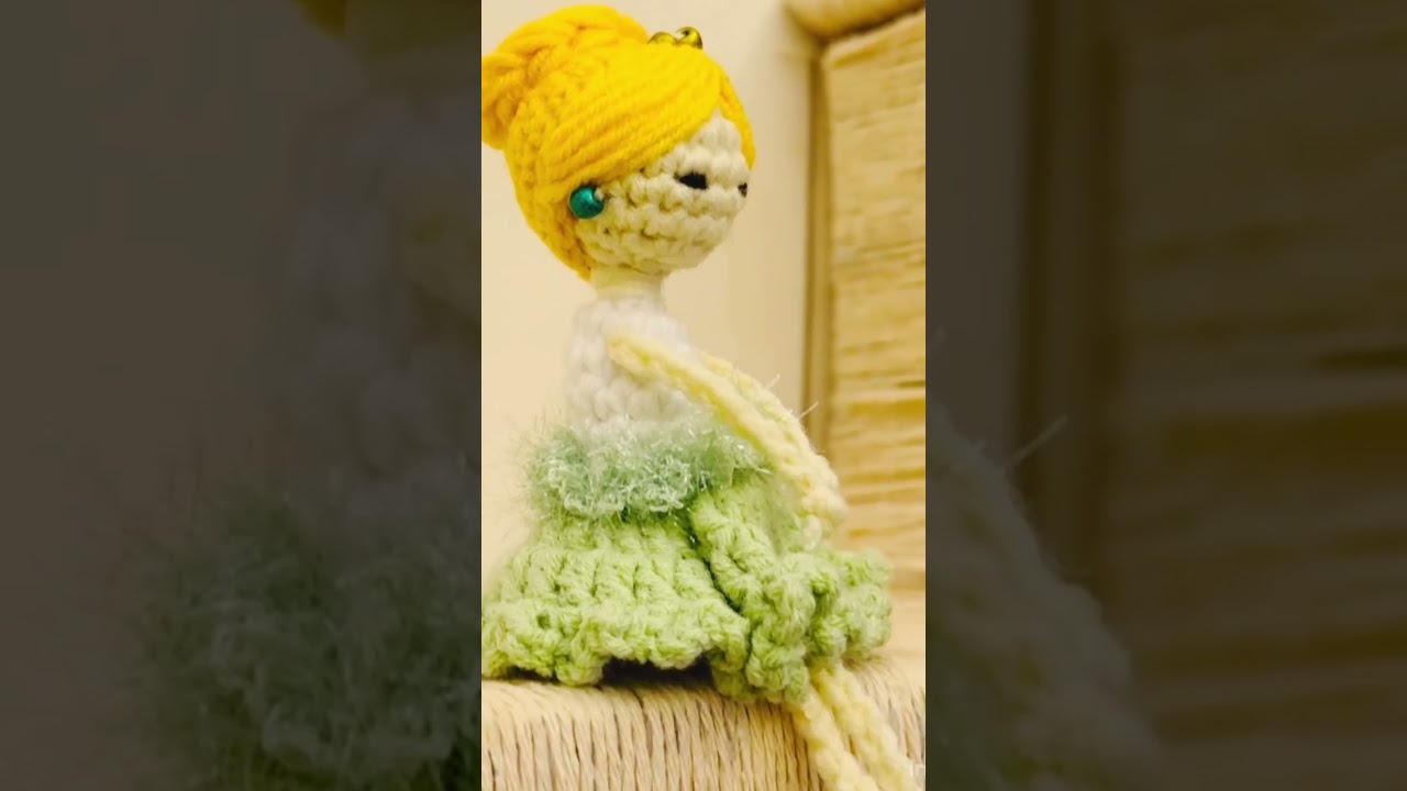 Beautiful crochet bag charm.. crochet doll charm. 