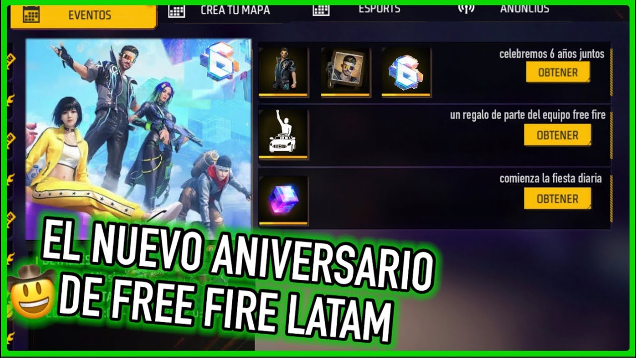 Free Fire convida jogadores para celebrar seu 6° aniversário