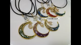 【レジン】月の艶々グラデーション♪チョーカーペンダント♪【resin】Moon Luster gradation ♪ Choker pendant ♪♪