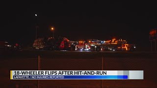 18-wheeler flips after hit-and-run near University Ave.