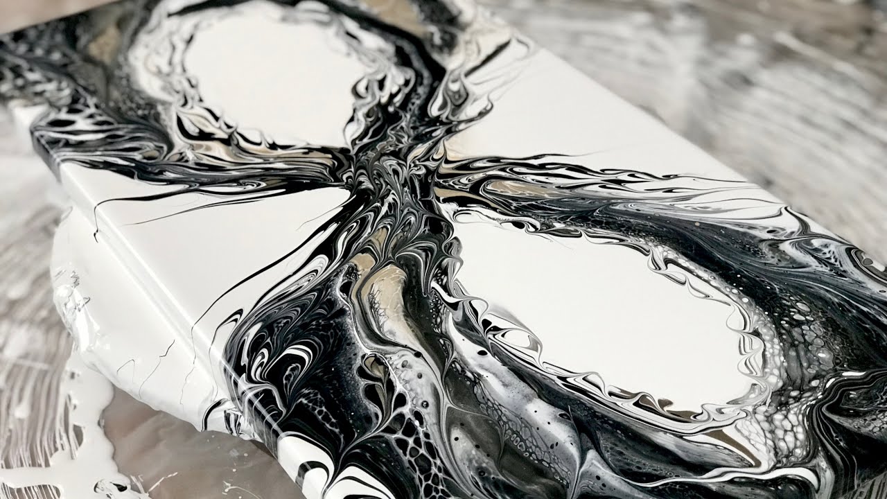 Black & Gold Bloom Swipe ~ Acrylic Infinity Pour for my Love - YouTube