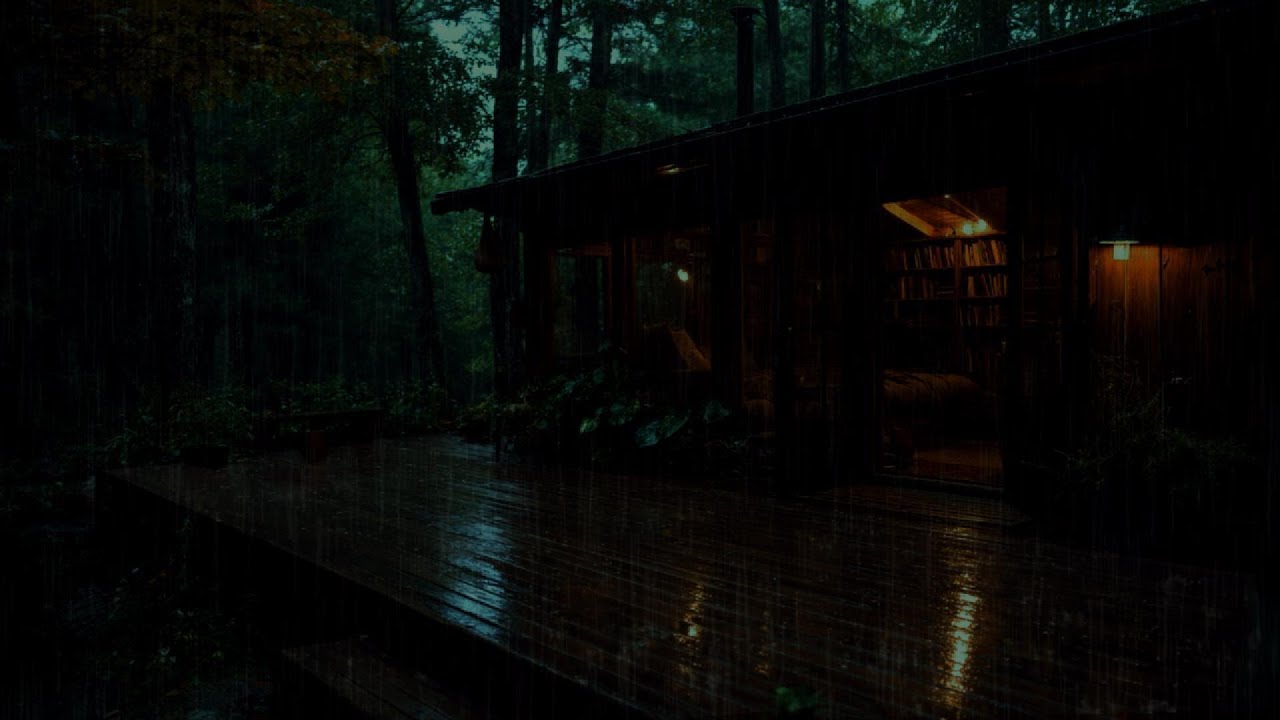 Heavy Rain at Night in Cozy Forest Cabin for Deep Sleep | Insomnia ...