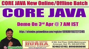 CORE JAVA Online Training in DURGASOFT