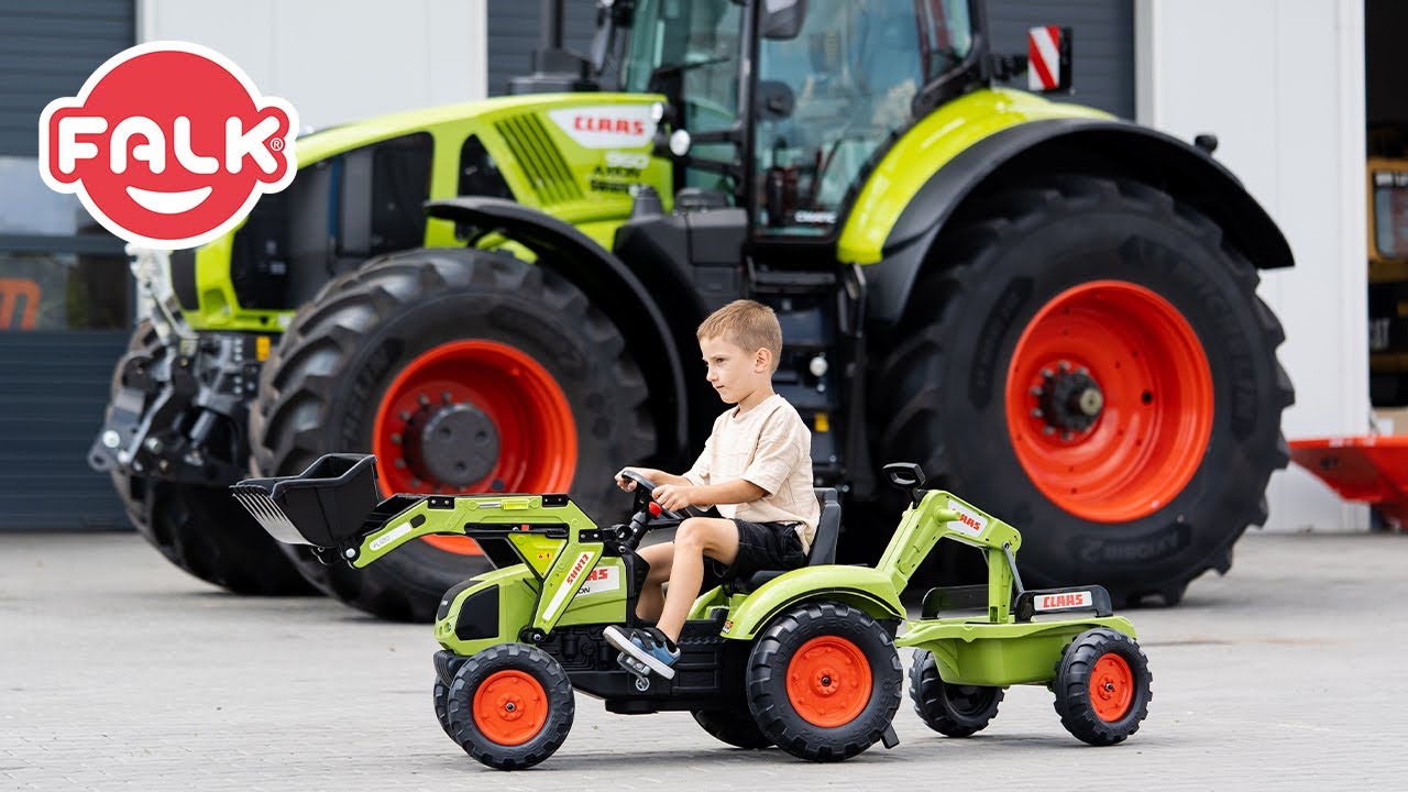 Tractopelle à Pédales CLAAS Pour Enfants 3+ Ans - Avec Pelle, Excavatrice Et Remorque Basculante - Fabriqué En France - 4