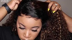 Brazilian Virgin Hair Kinky Curly Highlight Ombre Color Lace Front Wig