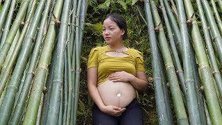 Hien makes bamboo trellises for gourd trees - a pregnant woman's effort to make a living.