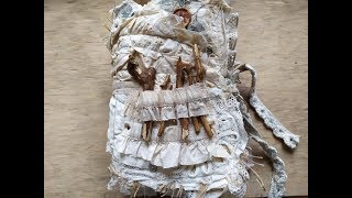 Junk Journal "Rustic Twigs" with Recycled Paper, Paperbags, Lace. Flip Through