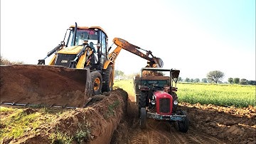 New Jcb 3DX Backhoe Machine Loading Mud in Trolley Massey 1035, Eicher Tractor Massey 241 Tractor
