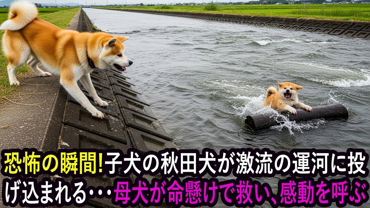 その瞬間、母犬は迷わず川に飛び込んだ──全員が息を呑んだ奇跡の救出