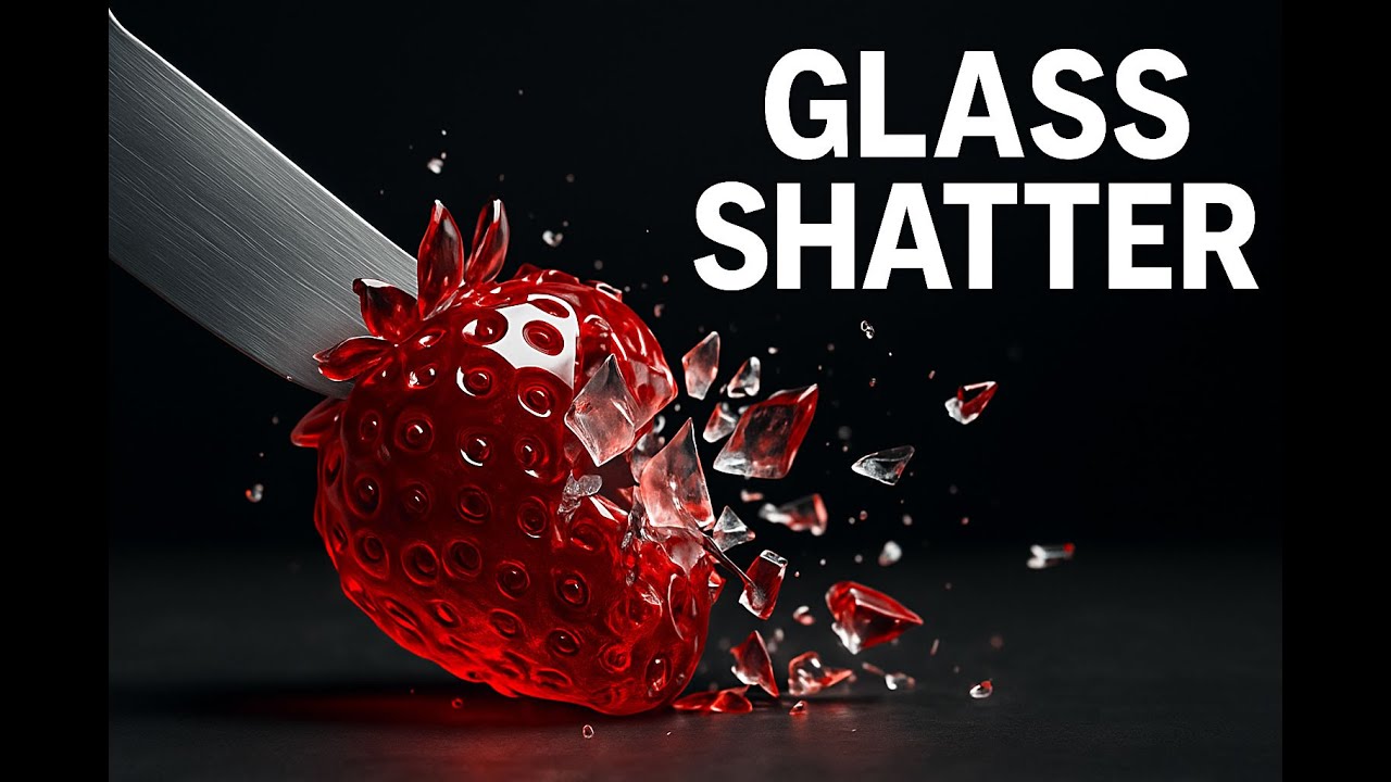 Glass Strawberry Shatters in Slow Motion 🍓✨ | Extreme Close-Up ASMR Slices