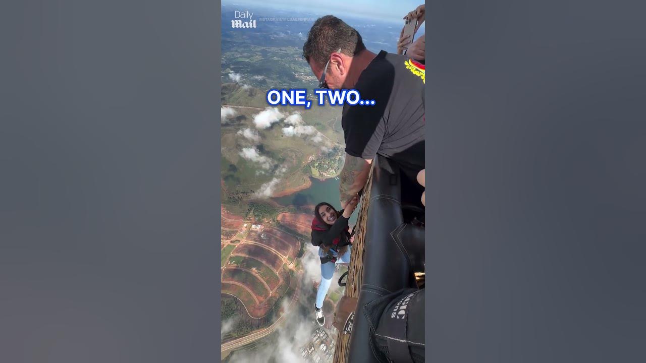 Woman has second thoughts going sky diving for the first time