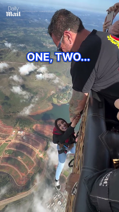 Woman has second thoughts going sky diving for the first time