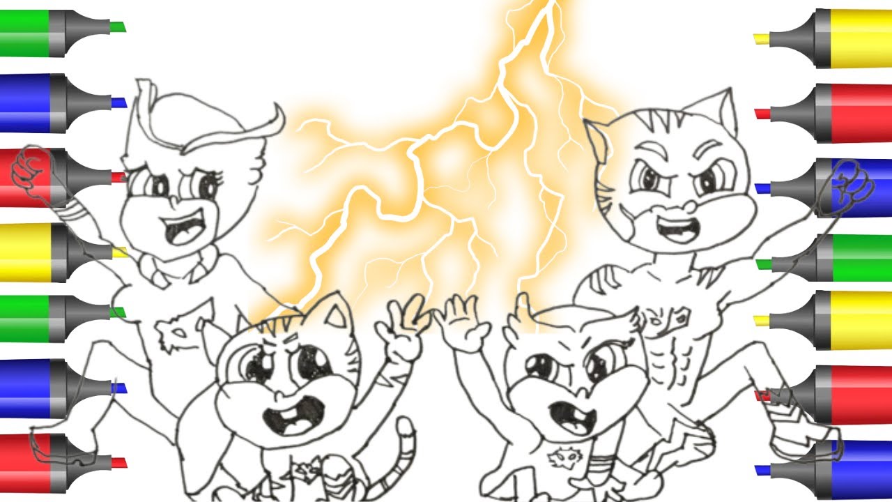 Draw and Coloring PJ Masks Family The New Generation With Baby Catboy ...