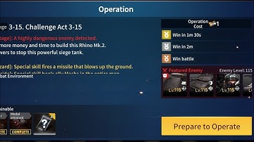 [Challenge mode] 3-15 Rihno stage 3 star clear | Counter side