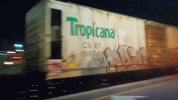 CSX ES44AH #714 & CW44AC #8 leads a good sized Q141-02 empty Tropicana juice train Fayetteville NC